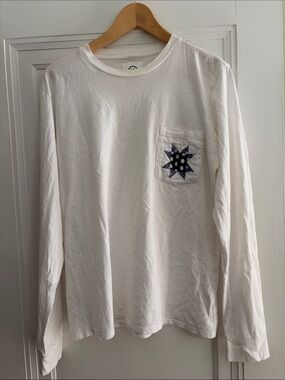 Rare Men’s White Long Sleeve Visvim shirt with Quilt star pocket Cubism Inc